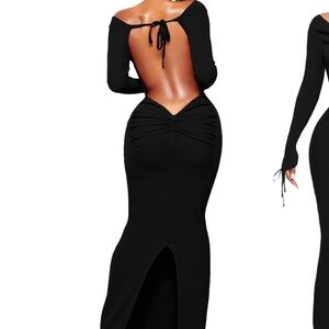 YAGIWRLD Chic Black Backless Evening Dress